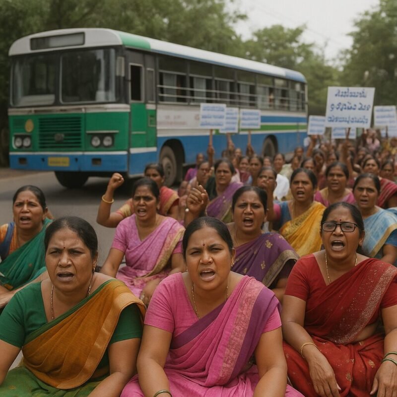 Mahalaxmi Free Bus Scheme కమారెడ్డి మహిళల ధర్నా 3 Mahalaxmi Free Bus Scheme కమారెడ్డి మహిళల ధర్నా