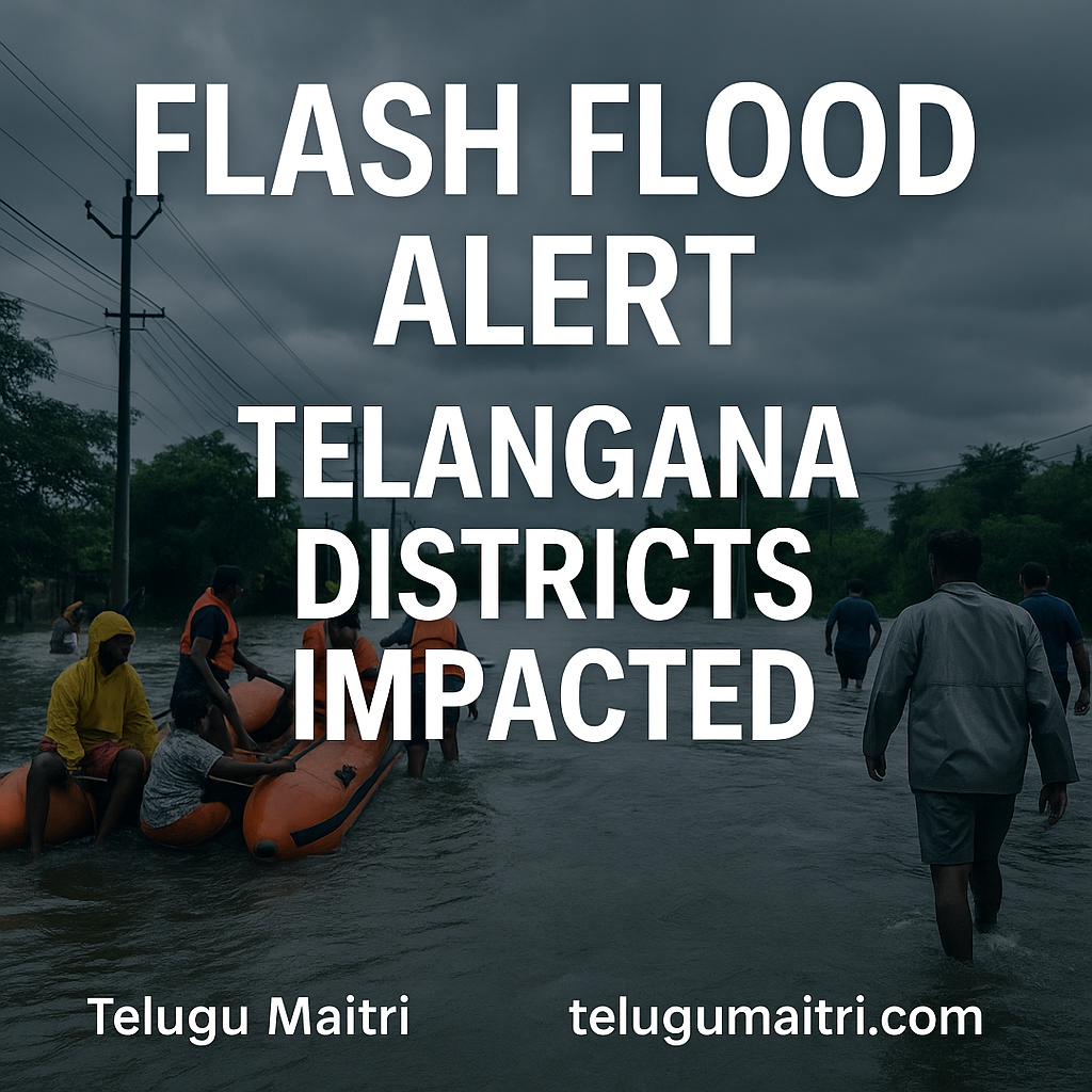 Telangana జిల్లాల్లో ఫ్లాష్ ఫ్లడ్ హెచ్చరికలు: Adilabad నుంచి Karimnagar వరకు ఆందోళన 10 Telangana జిల్లాల్లో ఫ్లాష్ ఫ్లడ్ హెచ్చరికలు: Adilabad నుంచి Karimnagar వరకు ఆందోళన